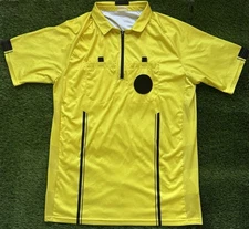 OFFICIAL USSF SOCCER REFEREE JERSEY SHORT SLEEVE YELLOW MENS LARGE PLUS SOCKS
