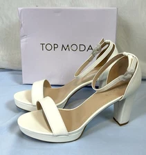 New TOP Moda Platform White High Heel Open Toe Dress Sandal / Size 10