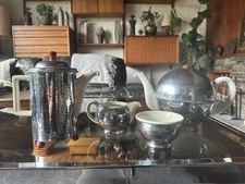 Vintage WMF Hammered Silver Plate  Art Deco / Bauhaus Tea And Coffee Service