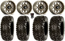 ITP Hurricane 14" Wheels Bronze 27" Rip Saw Tires Honda Pioneer
