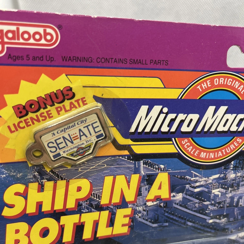 BONUS LIC PLATE USS ENTERPRISE AIRCRAFT CARRIER SHIP IN A BOTTLE MICRO MACHINES - Image 3 of 4