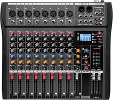 8 Channel Professional Audio Mixer Console Sound Board with 48V Phantom Power,U