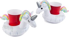 Pool Cupholder Unicorn Floats Inflatable Magical Rainbow 2 Pack