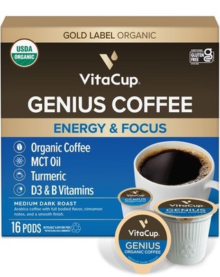 VitaCup Keto Coffee Pods with MCT Oil Turmeric Vitamins B & D for Energy