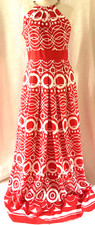 Eliza J Dress Orange White Geometric Print Halter Maxi Dress Lined Nordstrom 2