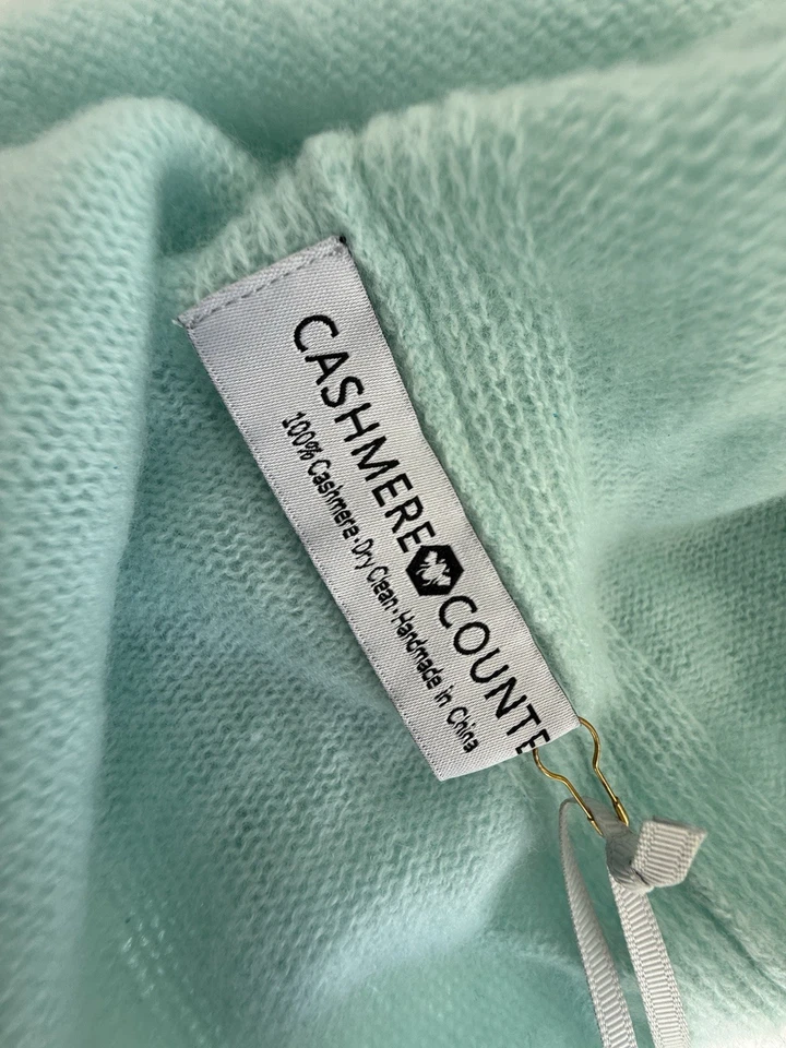 ✿ Contador de Cachemira 100% Cachemira Bufanda Verde Menta Mantón Suave Nuevo con Etiquetas Foto 3 de 4