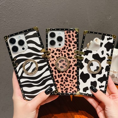 Hülle für Samsung S26/S25FE/S24/A15/A16/A17 Ring Halter Leopardenmuster Cover