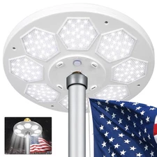 Flagpole Light Solar Powered, 6 Updated Ultra Bright 160 LED for 15-25 Ft Pol...