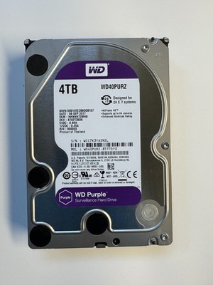 WESTERN DIGITAL WD40PURZ 4TB 3.5'' SATA PURPLE SURVEILLANCE HDD HEALTH: GOOD