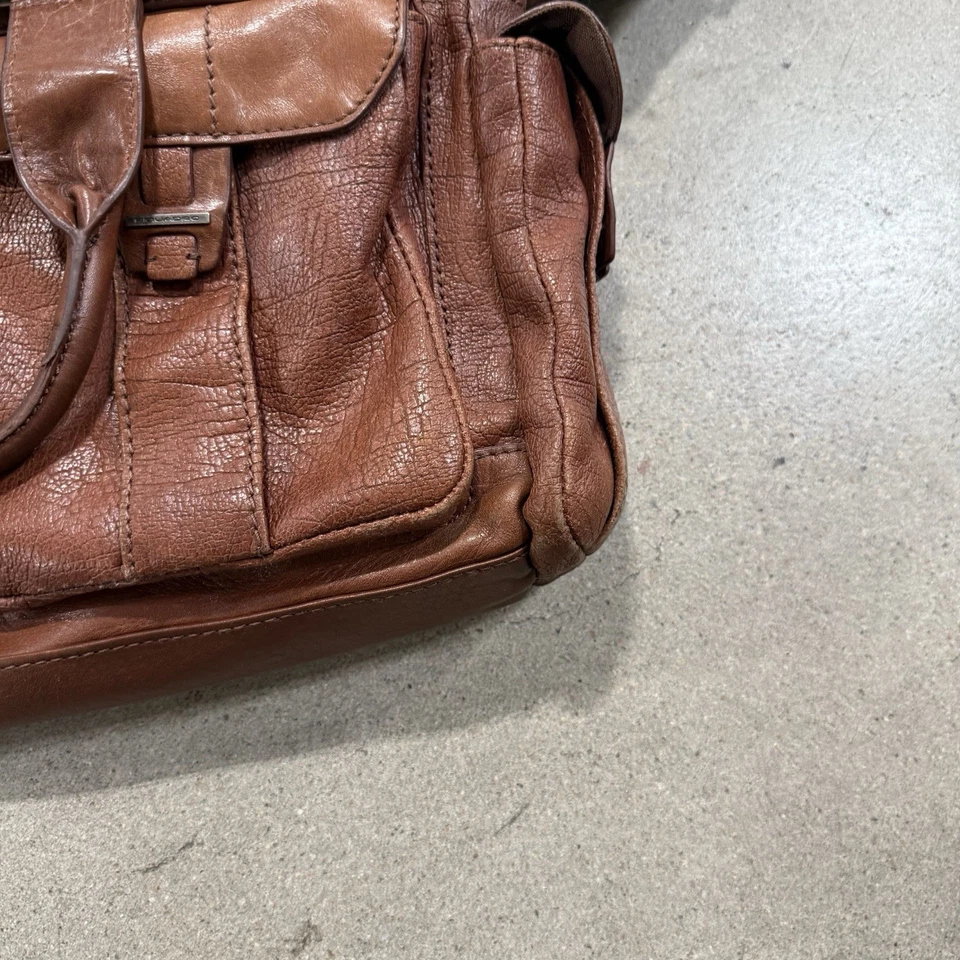 Piquadro Hombre Cuero Bolso Mensajero Maletín Forrado Cuero Marrón Cartera Foto 3 de 4