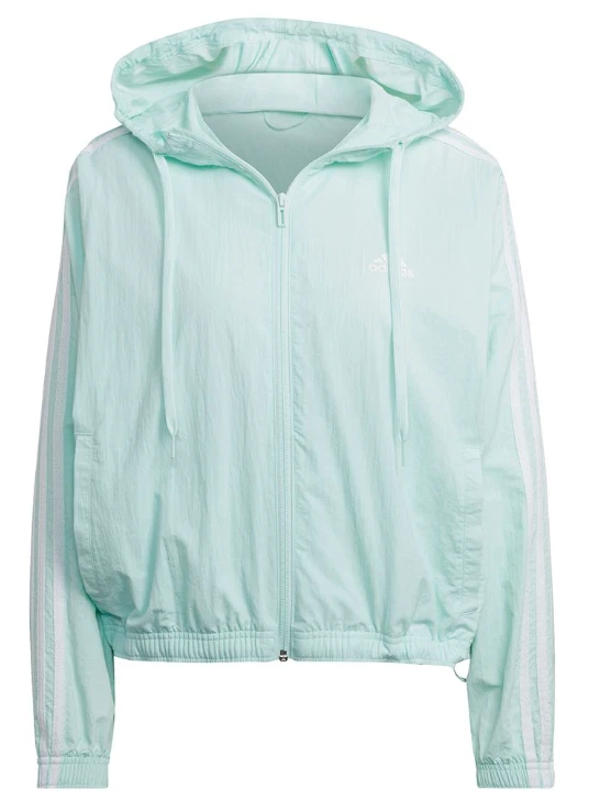 adidas Windbreaker Jacket Womens XL Loose Fit Bluv Q2 Bungee Hem Blue White