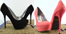 DEB SHOPS Women's Stiletto High Heels Platform Nubuck PU Pump