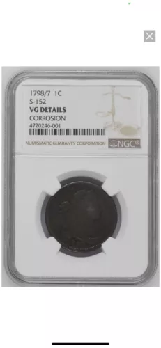 1798/7 Draped Bust Large Cent S-152 NGC VG Details (Nice Coin)