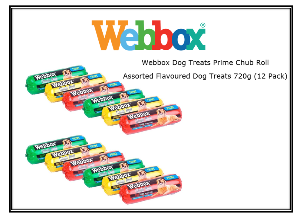 box Dog Food Prime Chub Roll Assorted 12 x 720g & 1.6kg Dog Biscuit