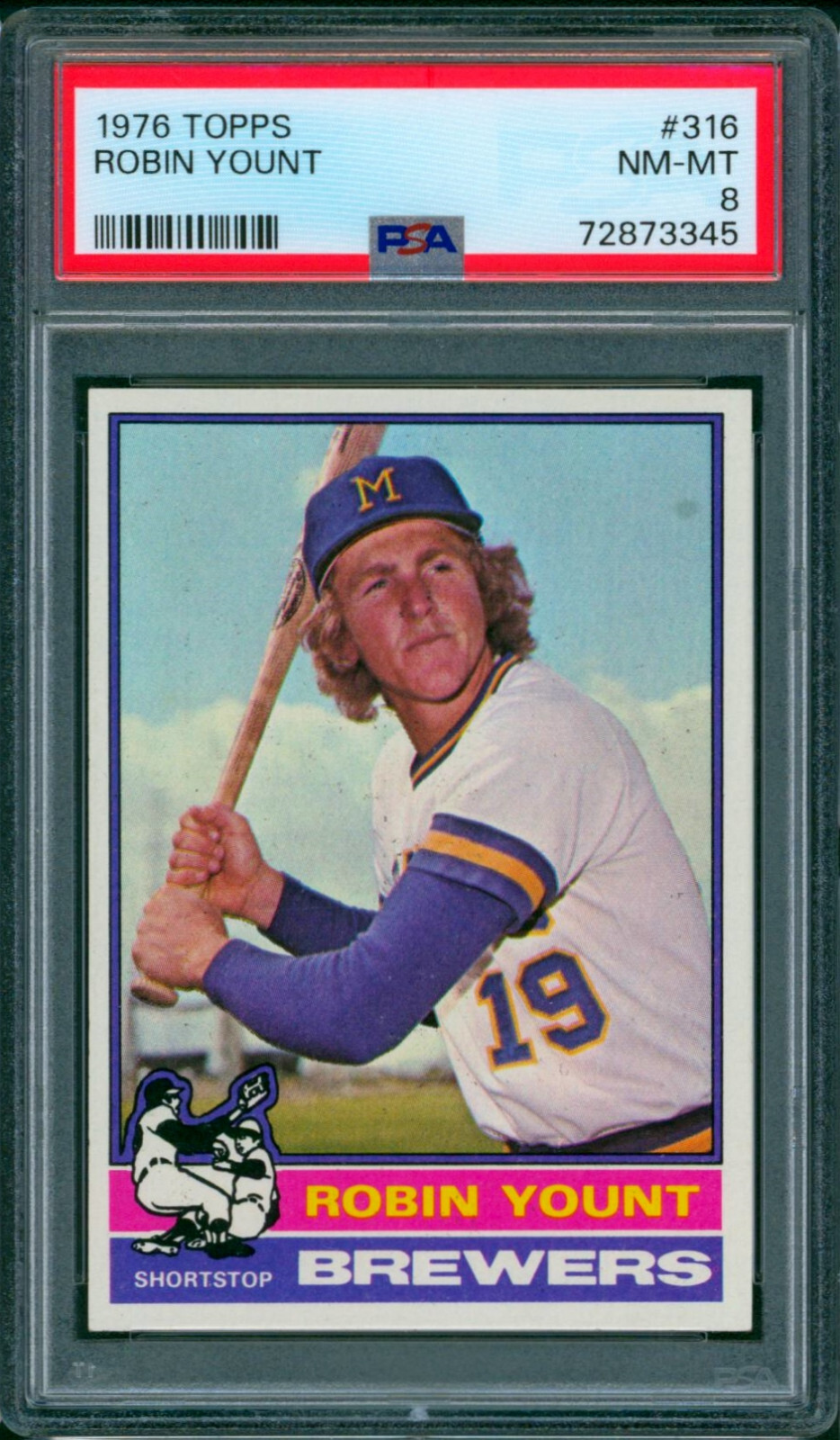 1976 Topps ROBIN YOUNT #316 Milwaukee Brewers HOF PSA 8 NM-Mint SP Nice Color