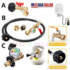 Propane Refill Adapter Hose with Pressure Gauge QCC1 Type For 1 To 20Lb Gas Tank