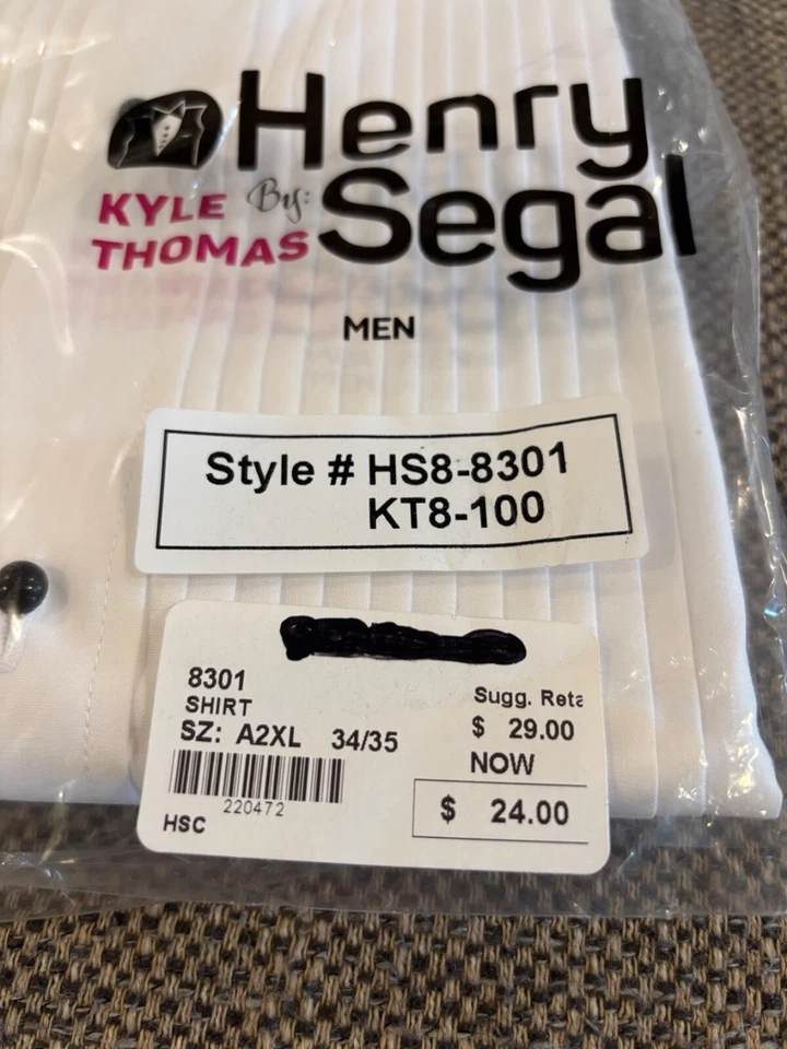 NWT Henry Segal Kyle Thomas Shirt Men 2X 18 - 18.5 34/35 White Wait Staff Server - Image 4 of 4