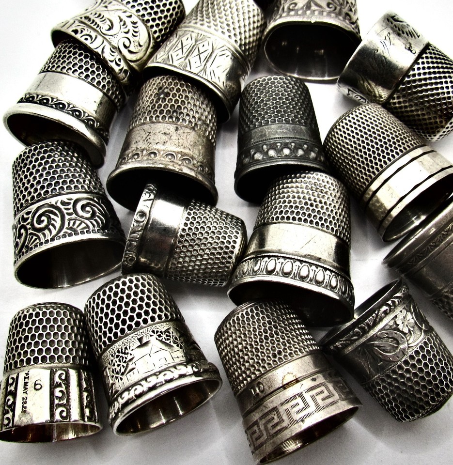 Sterling Silver Vintage Thimble Lot Sewing Thumb Guard Finger Protector
