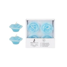 Mega Candles - Unscented 2" Floating Flower Candles - Light Blue, Set of 4