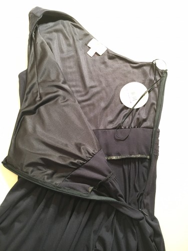 Matthew Williamson For Impulse Macy’s Dress Size 8 One shoulder Maxi Navy Blue - Picture 10 of 12