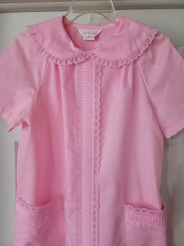 Vintage Lindsay Jordan Pink House Coat Nightgown Snaps Sz M Medium
