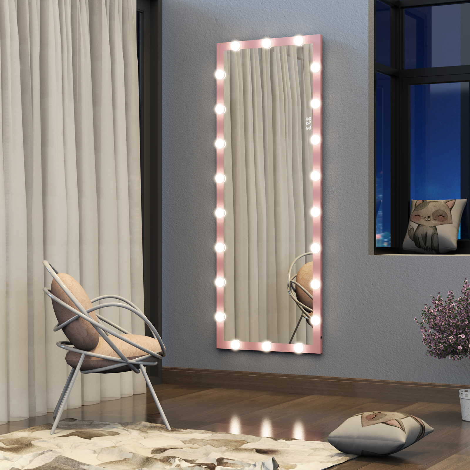Hollywood Full Body Mirror with LED Lights in 3 Colors - Vanity Dressing Mirror