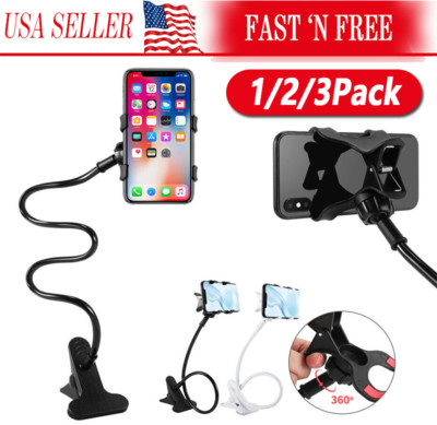 Universal Lazy Mobile Phone Gooseneck Stand Holder Flexible Bed Desk Table Clip