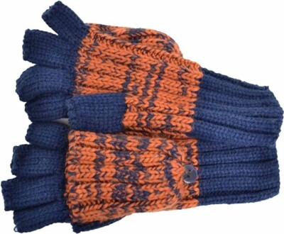 Rampage womens  Marled Flip-Top mitten Fingerless Gloves  Navy, Dark Orange