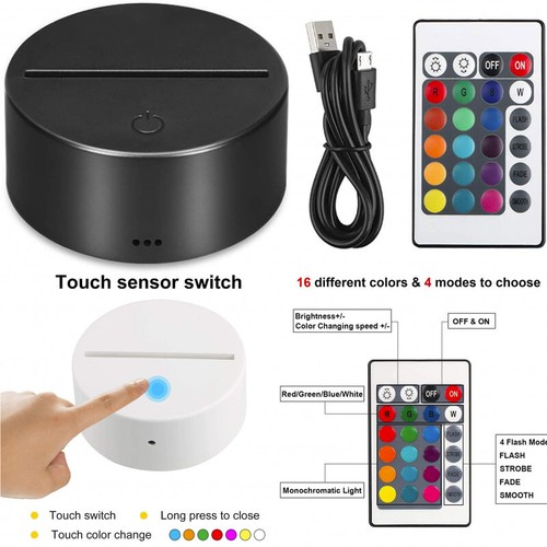 Lampada LED con incisione laser di dinosauro su plexiglass da 4mm, con base LED - Picture 8 of 8