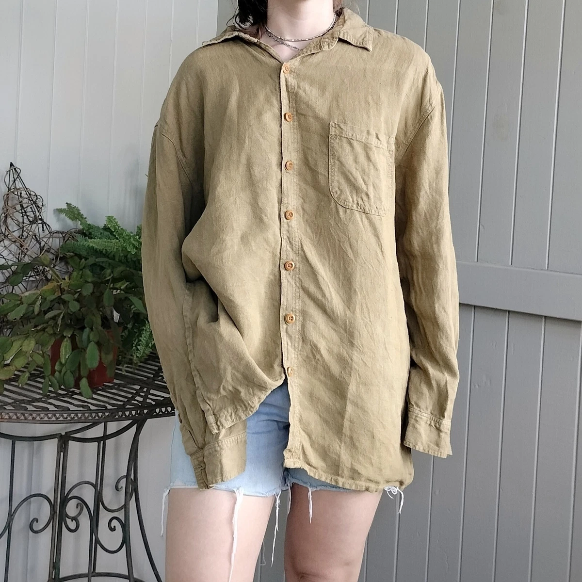 Hemp Clothing Australia Size XL Shirt Mens Mustard Button Up