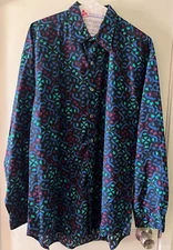 Vintage 90s Perry Ellis Multicolor Cotton Shirt Long Sleeve Button Down Size M