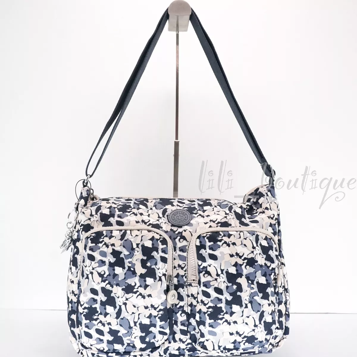 Beige Flower Printed Crossbody Tote