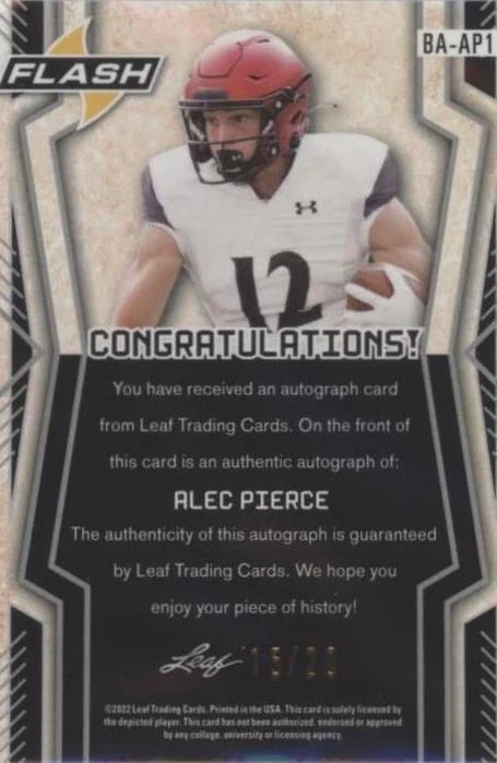 2022 Leaf Flash Alec Pierce #BA-AP1