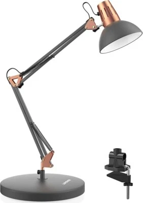 LEPOWER Metal Desk Lamp, Adjustable Goose Neck Architect Table Lamp with On/Off Switch,