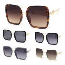 Lion Emblem Diva Oversize Rectangle Butterfly Luxury Fashion Sunglasses