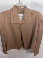 Alfred Sung Womens Dress Blazer Size 14 Brown One Button Dress Wool Blend Collar