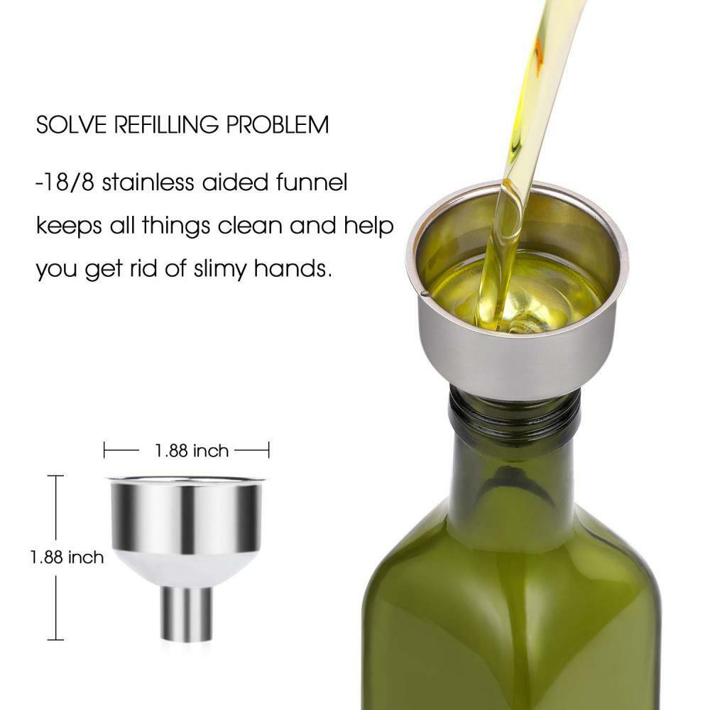 Details about  / 2PC 500ml Olive Oil Carafe Decanter Glass Bottle Set Dispenser With Funnel Brush