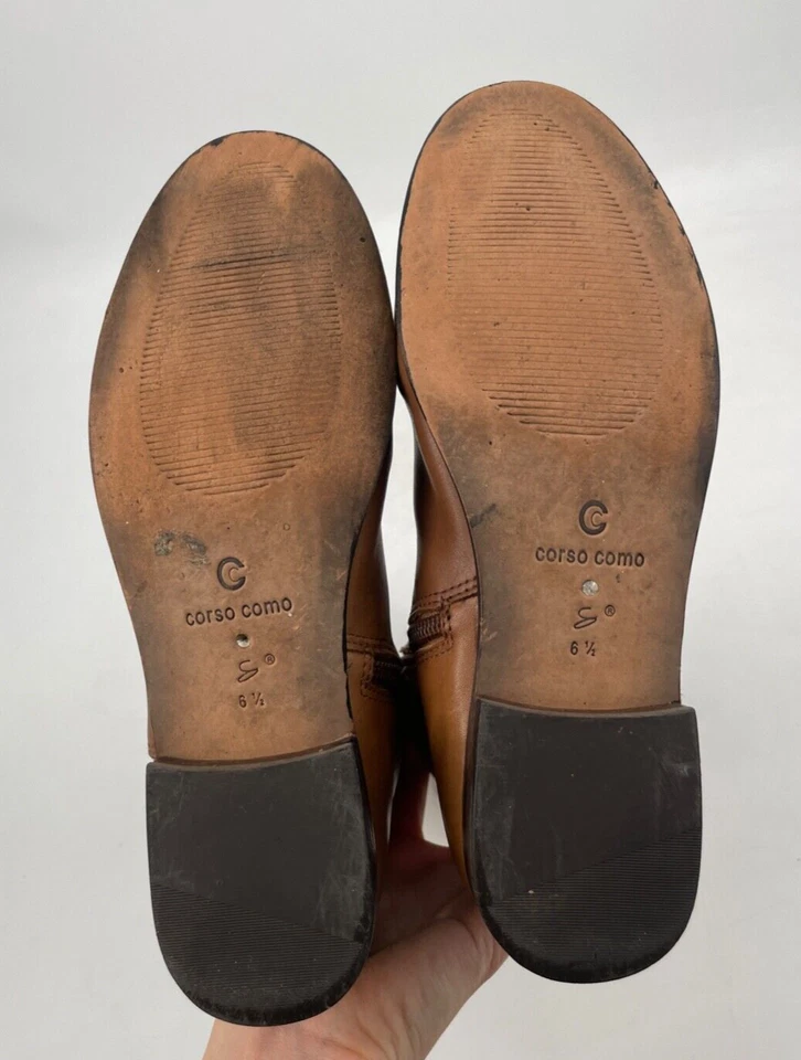 Corso Como women's 6.5 Tall Riding Boots saddle Brown tan Leather Side Zip Knee - Image 4 of 4
