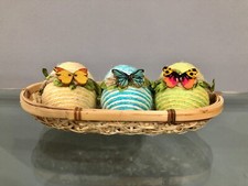 Set of 3 spring Easter jute eggs with butterfly decor