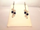 Sterling silver fw white PEARL blue LAPIS LAZULI dangle drop earrings leverbacks — photo 3