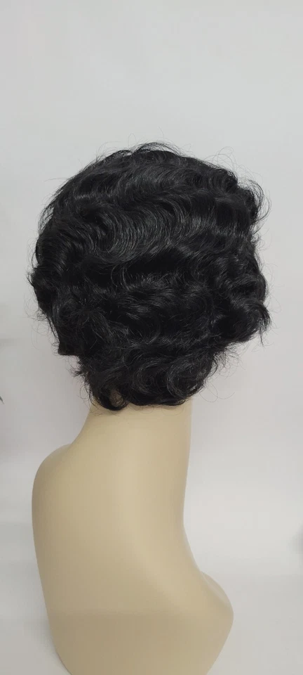 PELUCA CORTA RETRO FINGER WAVE NEGRA AÑOS 80 COSPLAY - MAGIC TOUCH PREMIUM SINTÉTICA Foto 3 de 4