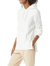 Amazon Essentials Women's Fleece Hooded Tunic Sweatshirt, Medium, Ivory