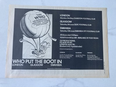 THE WHO PUT THE BOOT IN  16'' x 11'' FULL PAGE MAGAZINE ADVERT 1976