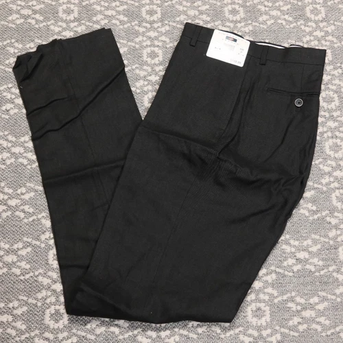 New Joseph Abboud Men's 100% Linen Dress Pants - Size 34 - Black - UNHEMMED