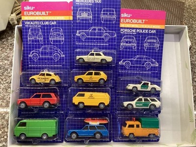 Original Siku Vintage  1/60 Scale Car Lot of 10 NOS  models. MOC Unpunched.