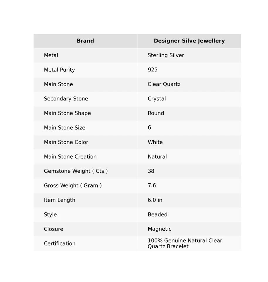 Pulsera de compromiso redonda de cuarzo transparente con cuentas de cristal y cristal joyería de plata 925 Foto 2 de 4