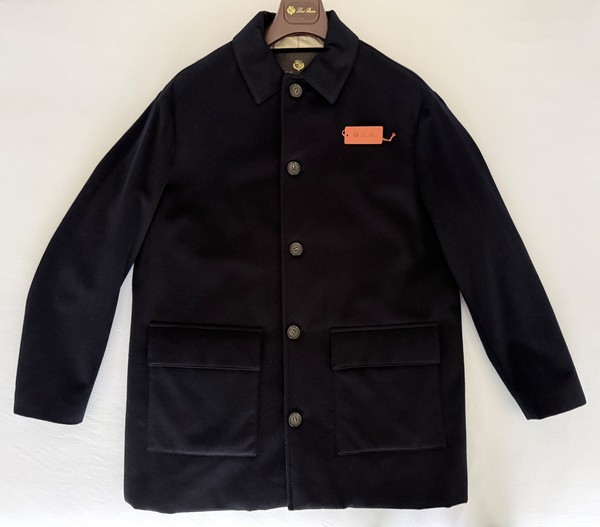 Loro Piana Carnaby Coat Navy Cashmere Storm System Size L