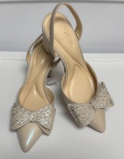 NWOB JESSICA SIMPSON 9 NAOMIA RHINESTONE BOW POINTY TOE SLINGBACK HEELS SHOES