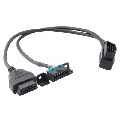 iKKEGOL Right Angle Universal OBD2 OBD II 16 Pin Splitter Y Open Cable, Black