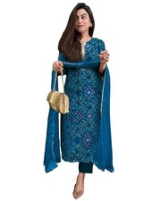 GoSriKi Women's Rayon Blend Straight Printed Kurta with Pant  Dupatta